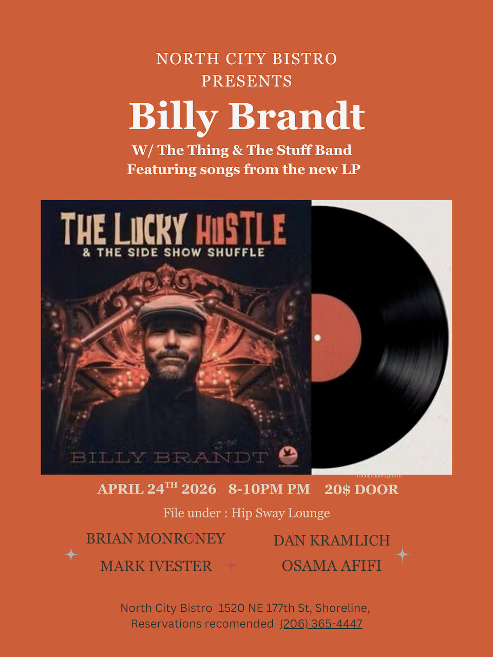 FRIDAY - APRIL 24th - Billy Brandt w/ The Thing & The Stuff Band