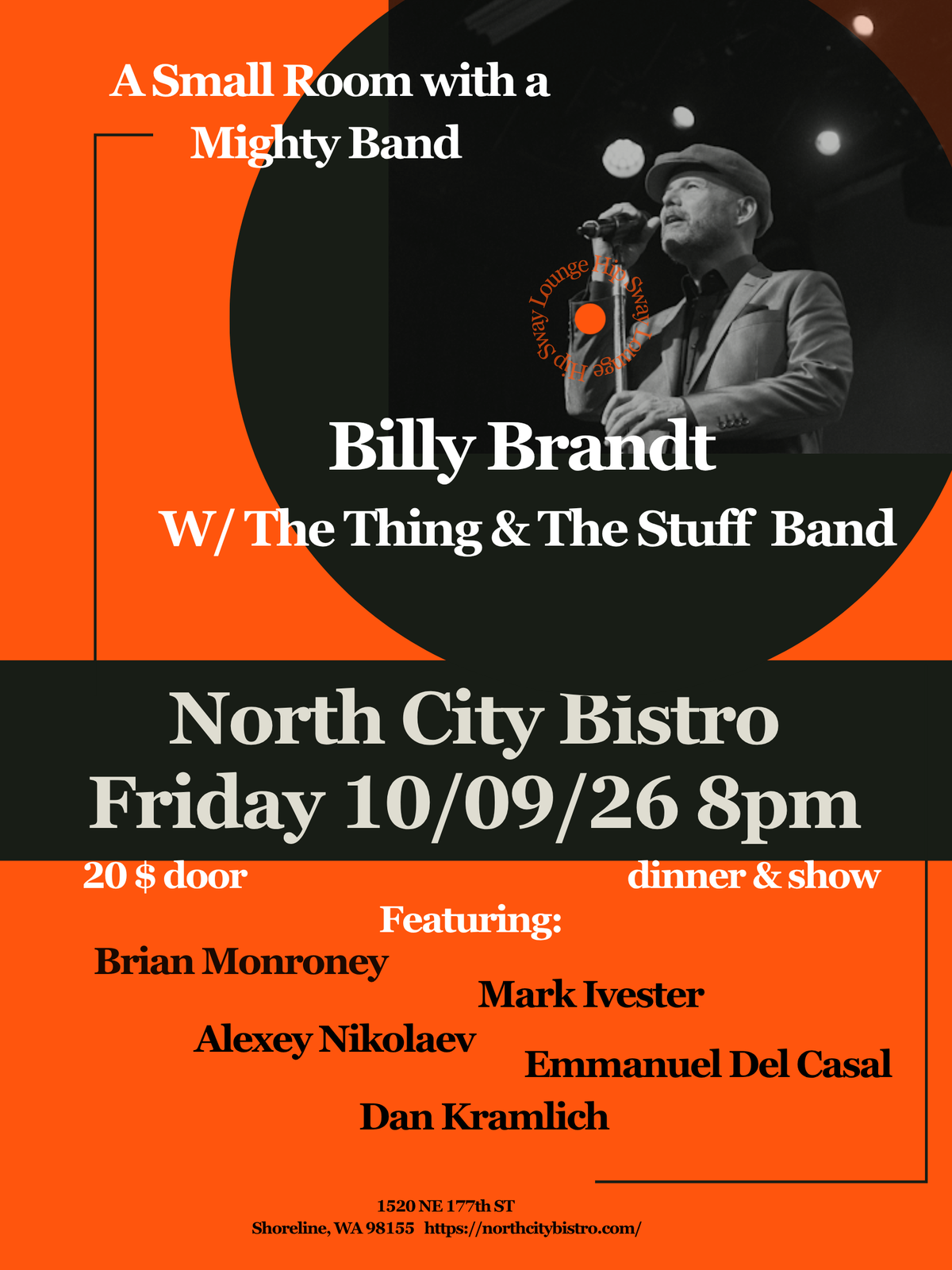 FRIDAY - OCTOBER 9th - Billy Brandt w/ The Thing & The Stuff Band