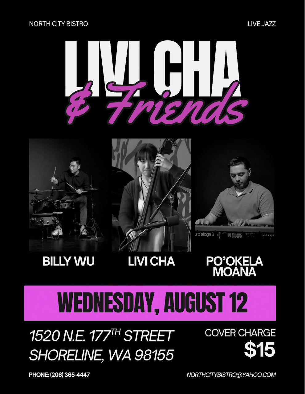 WEDNESDAY - AUGUST 12th - Livi Cha & Friends