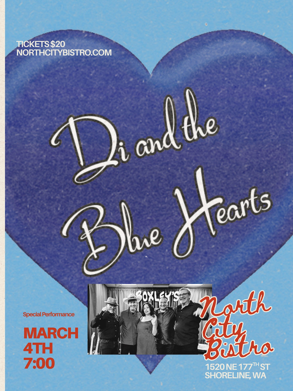 WEDNESDAY - MARCH 4th - Di and the Blue Hearts