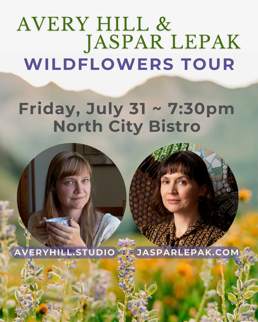 FRIDAY - JULY 31st- Avery Hill & Jaspar Lepak - Wildflowers Tour