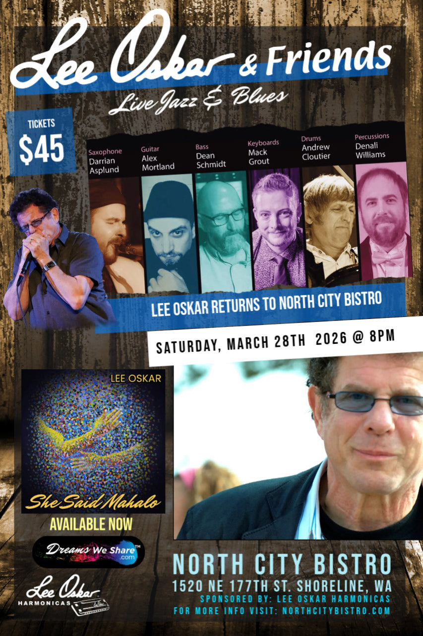 SATURDAY - MARCH 28th - Lee Oskar & Friends **ONLY 1 seat left, bar seat only **