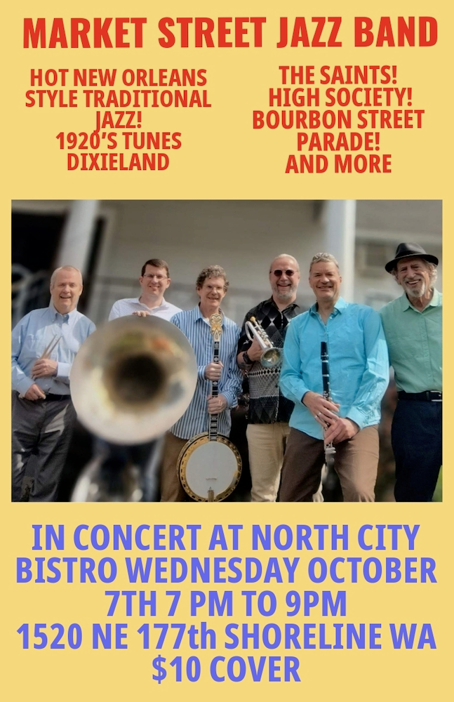 WEDNESDAY - OCTOBER 7th - Market Street Jazz Band