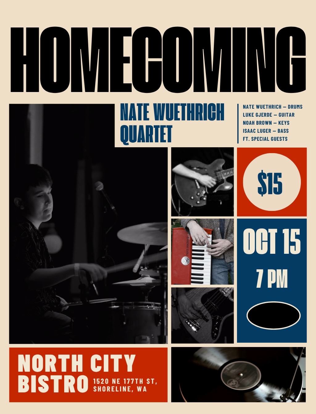 THURSDAY - OCTOBER 15th - Nate Wuethrich Quartet