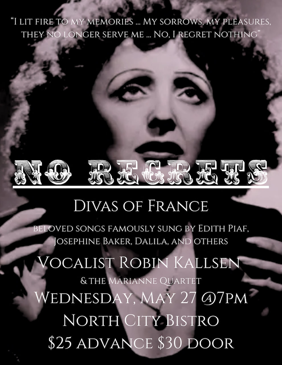 WEDNESDAY  -  MAY 27th - No Regrets - Divas of France